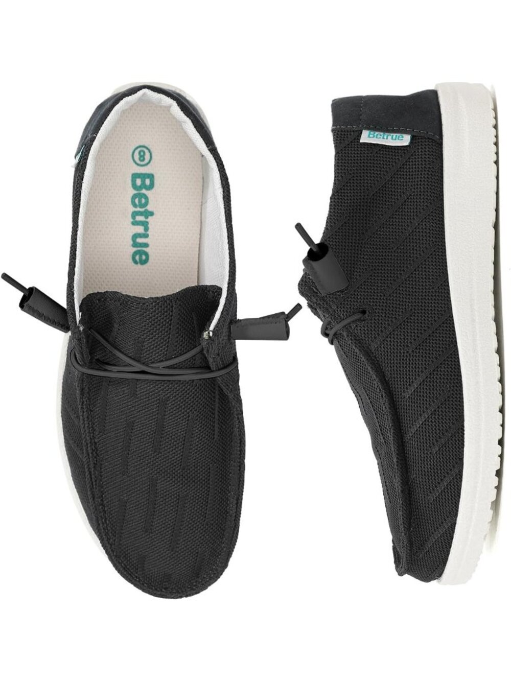 🆕Women's Black Lightweight Boat Shoes Casual Loafers, Slip On Deck Shoes